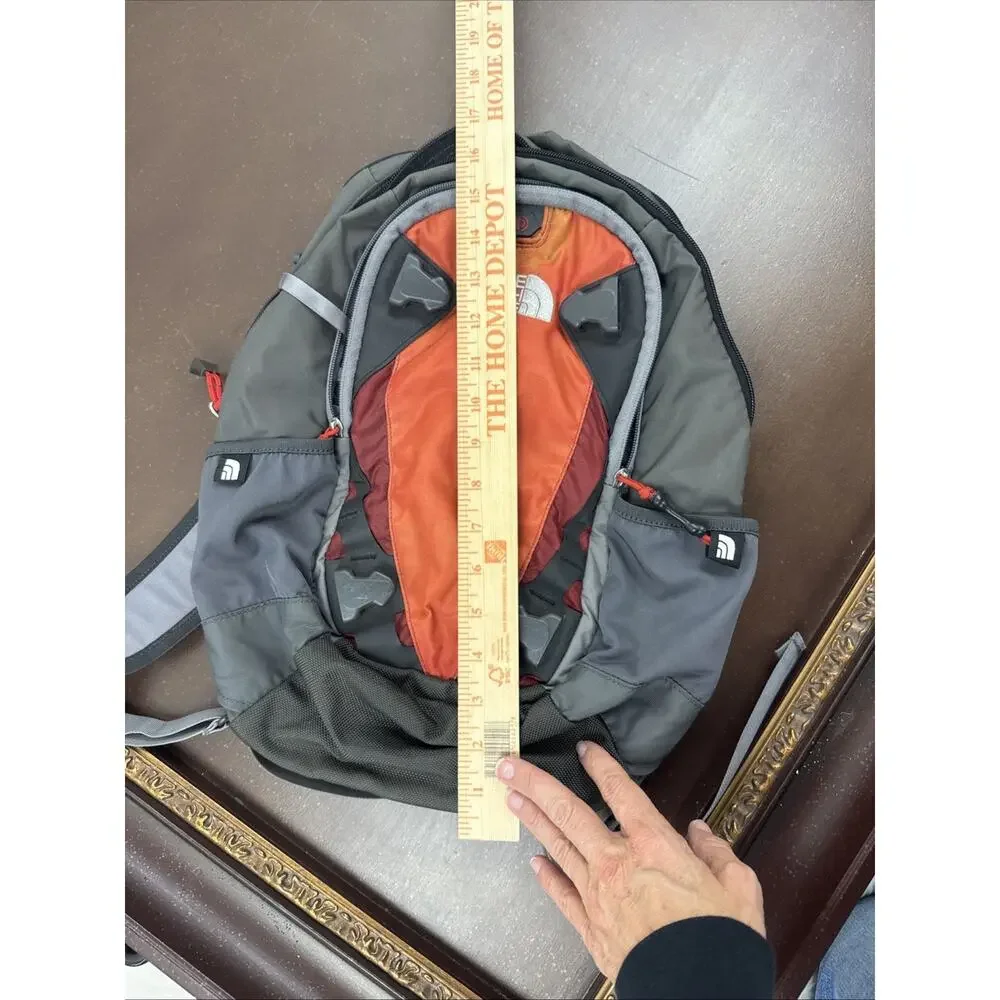 Vintage The North Face Borealis Backpack Gray Orange 2000s Y2K Hiking School